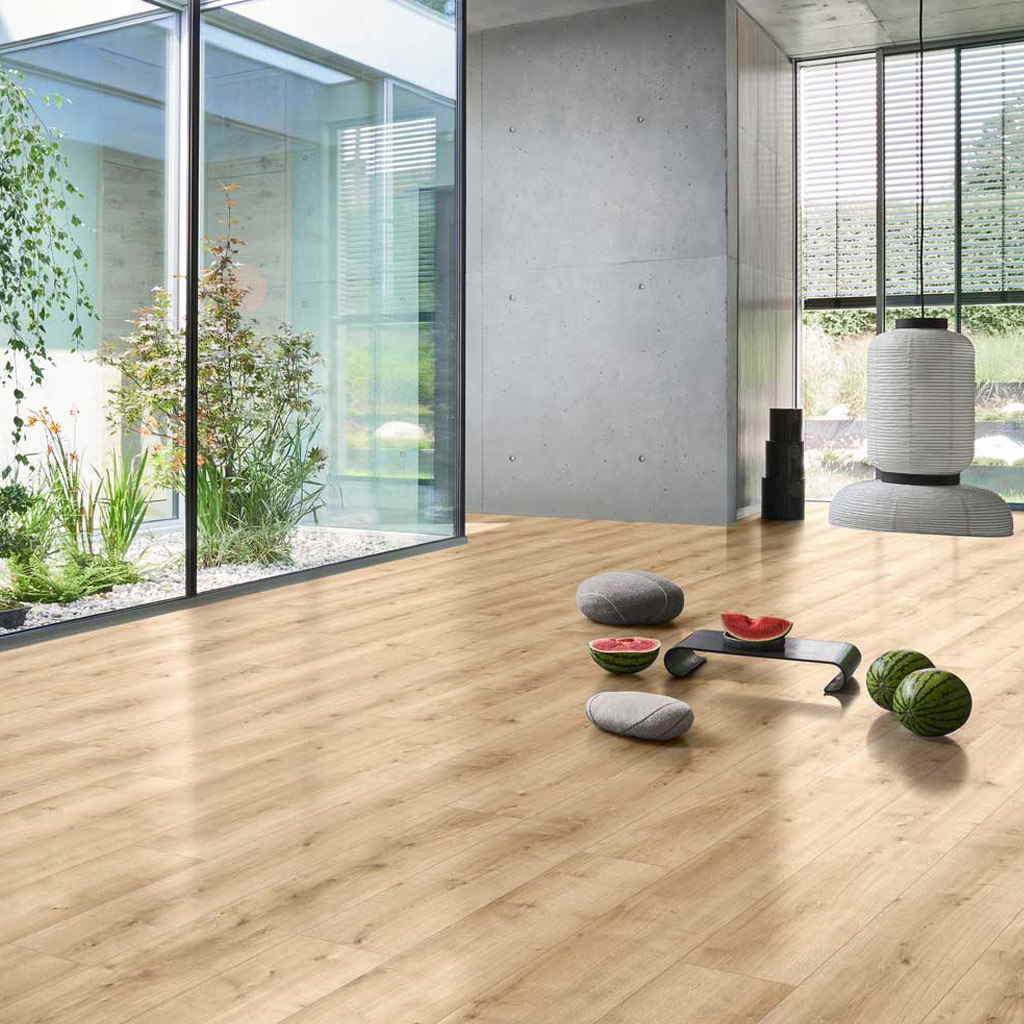 Roble Pure Claro XXL - Vinílico Parador Modular ONE ambiente sala
