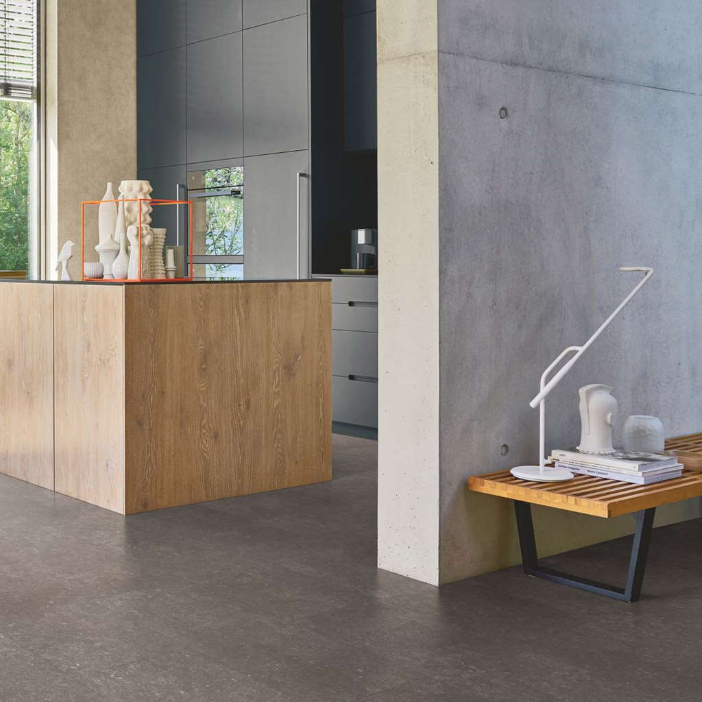 Granito Gris Perla - Vinílico Parador Modular ONE Baldosa Grande ambiente cocina