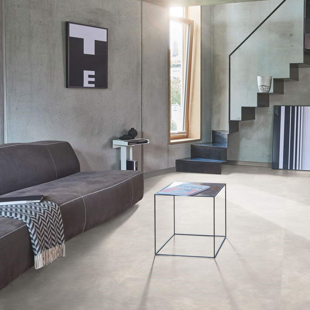 Cemento Blanco - Vinílico SPC Parador Modular ONE Hydron Baldosa ambiente salón
