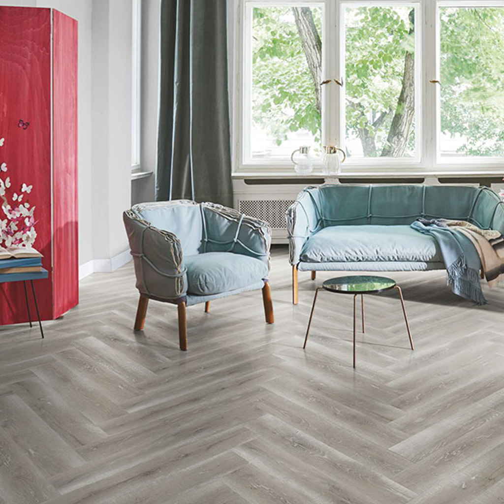 Roble Vintage Gris - Laminado Parador Trendtime 3 ambiente salón