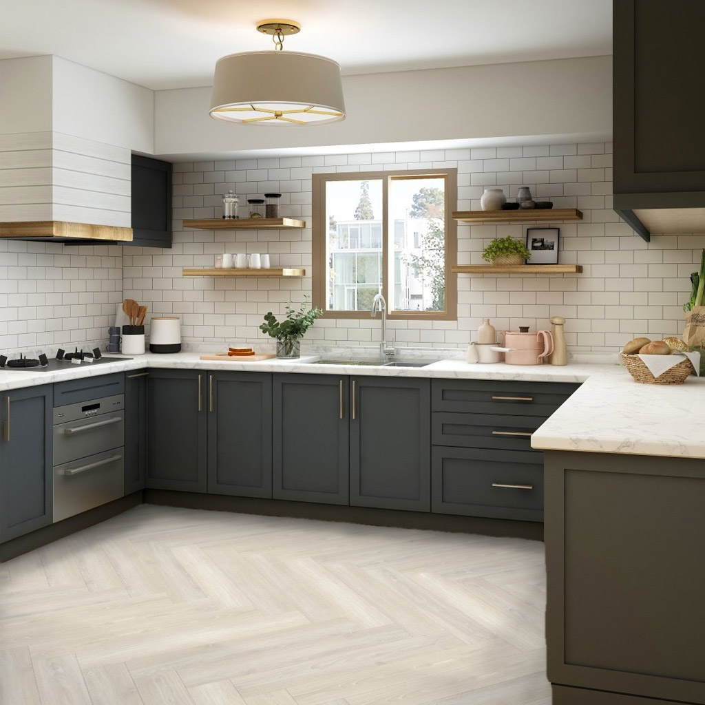 Roble Skyline Blanco - Laminado Parador Trendtime 3 ambiente cocina