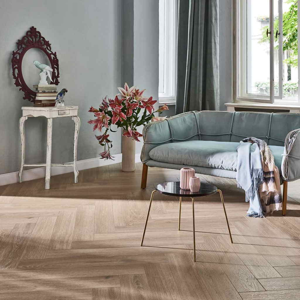 Roble Skyline Gris Perla - Laminado Parador Trendtime 3 ambiente salón