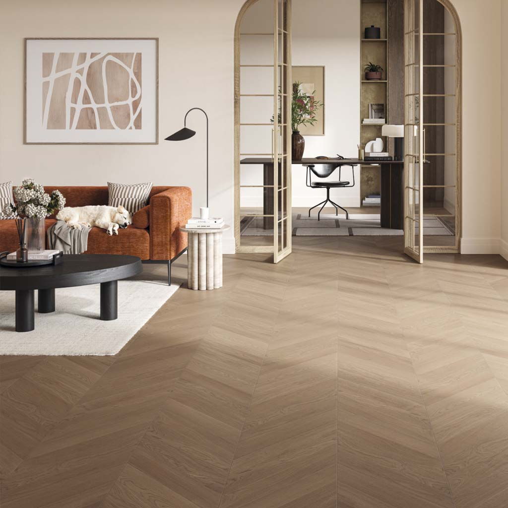 Roble Dune Natur - Madera Punta Hungría Parador Trendtime 10 Chevron - Ambiente salón