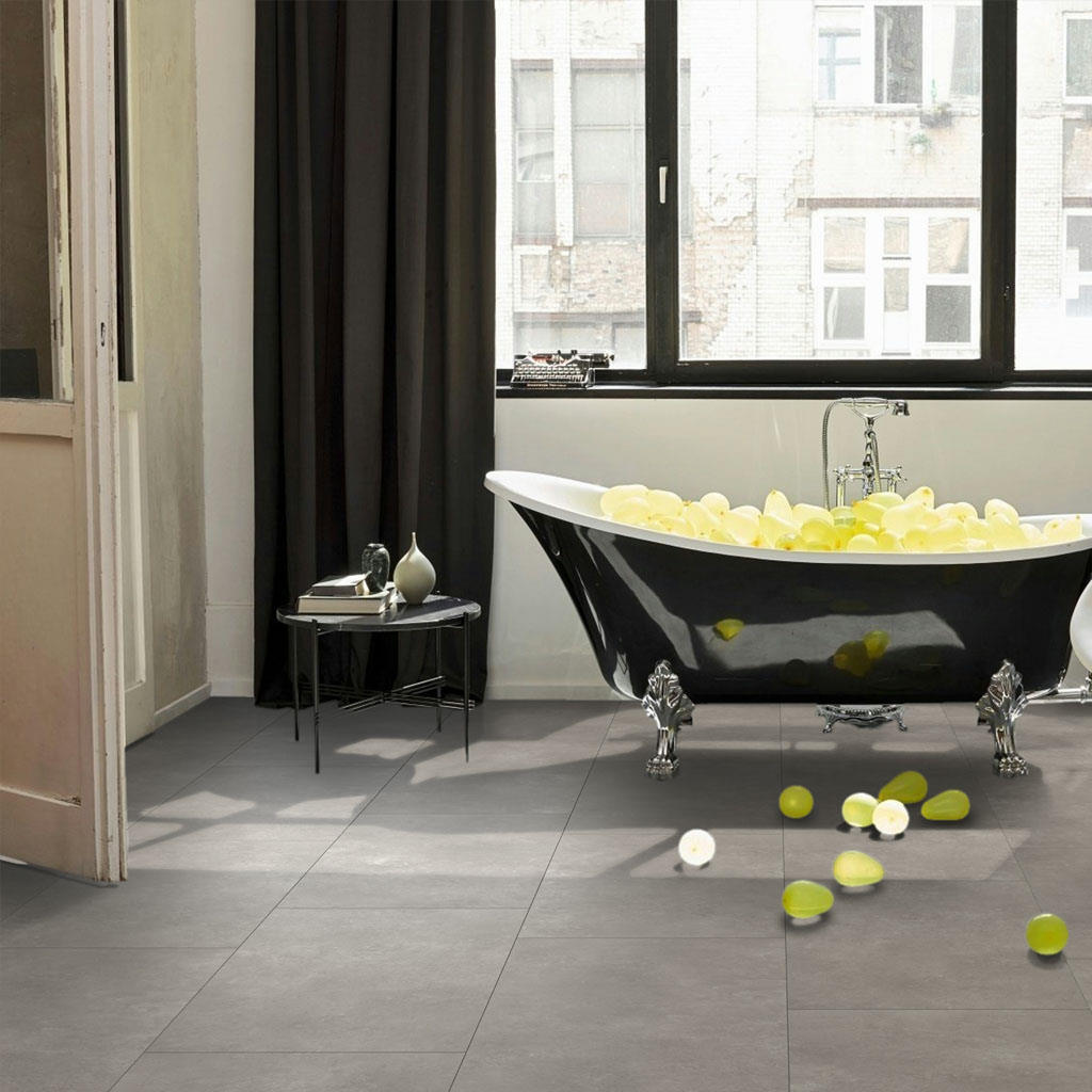Piedra Trafalgar Gris Claro - Vinílico SPC Parador Trendtime 5 Baldosa Grande - Ambiente Baño