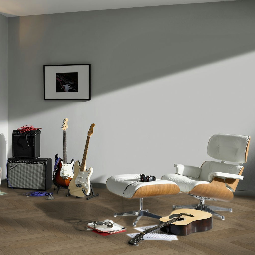 Roble Chalet Gris - Madera Multicapa Parador Trendtime 3 - Ambiente Sala