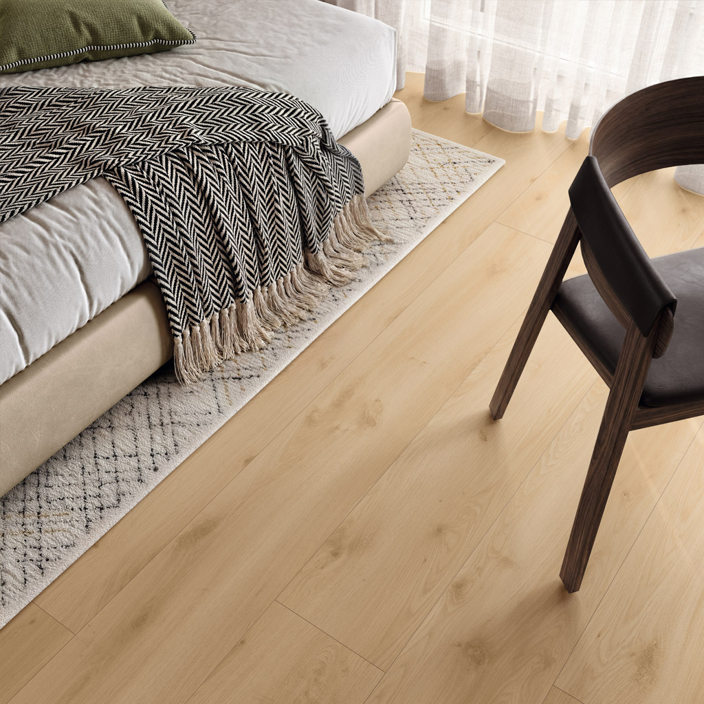 Roble Arve Honey Taupe XXL/AC5 - Laminado Parador TrendTime 6 | Ambiente Dormitorio Detalle
