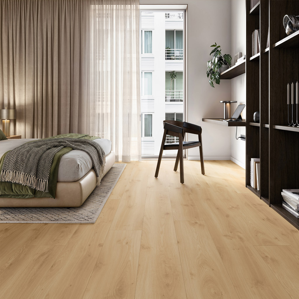 Roble Arve Honey Taupe XXL/AC5 - Laminado Parador TrendTime 6 | Ambiente Dormitorio